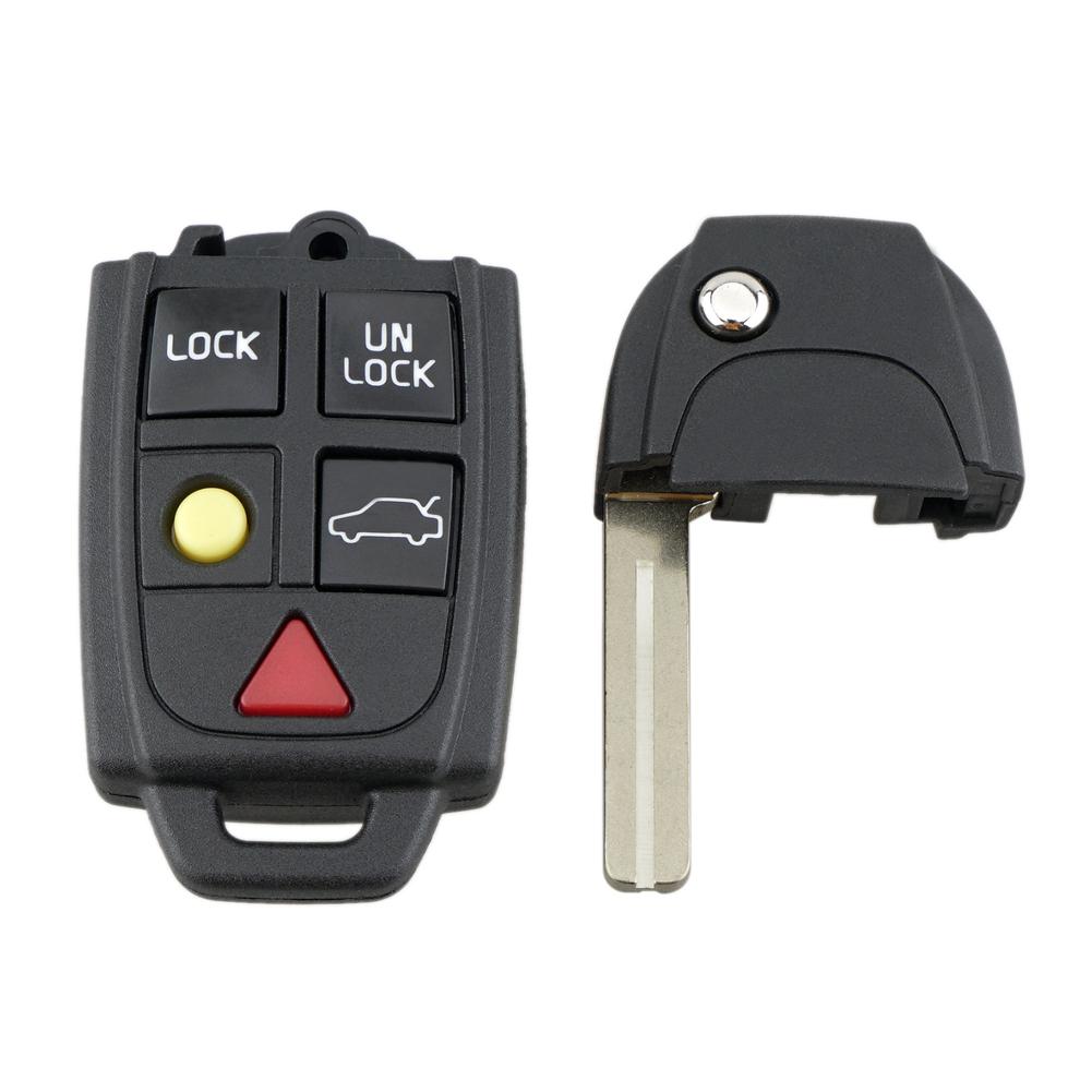 5 Buttons Flip Folding Key Fob Case Protector Car Remote Key Cover Holder Black for Volvo S60 S80 V70 XC70 XC90