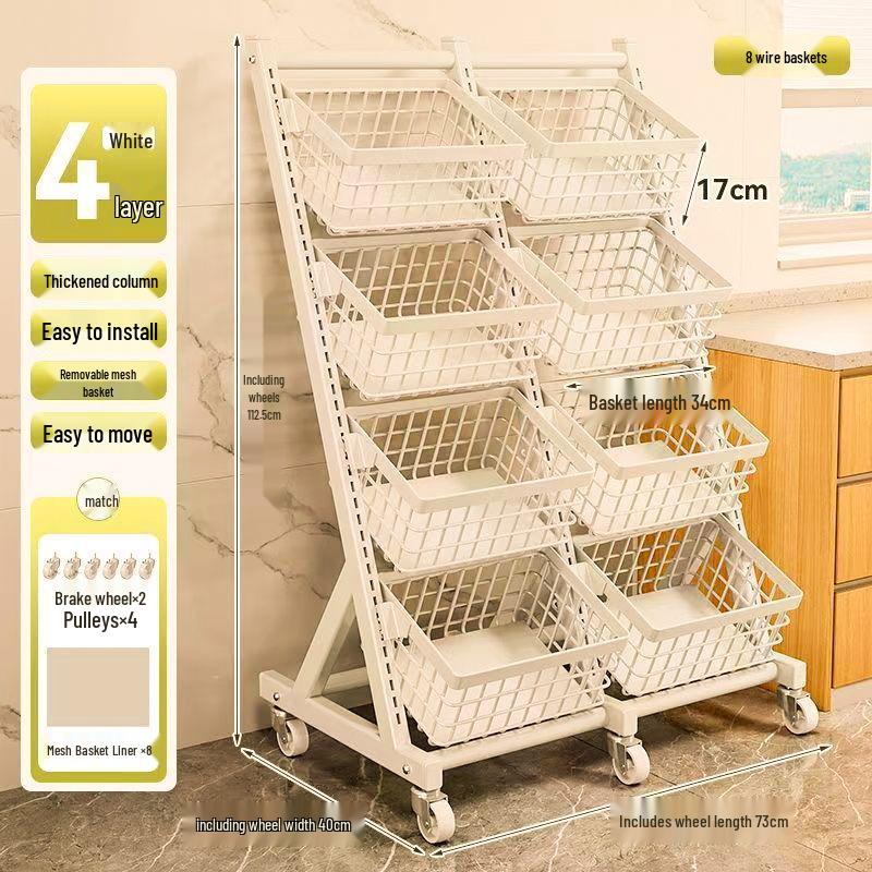 Multifunctional Storage Rack: Kitchen Vegetable, Snack, and Fruit Basket with Multi-layered, Partitioned Design for Living Room or Bedroom.