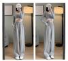 Women's High-Waist Gray Banana Sweatpants - Straight Loose Fit, Wide Leg - Perfect for Autumn and Winter 2025