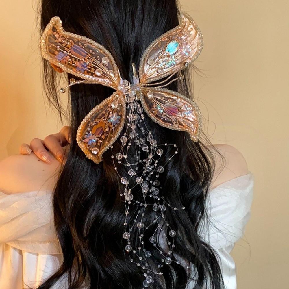 1Pair Fairy Wedding Bridal Headdress Animal Tassel Hair Clip Sweet Duckbill Clip Women