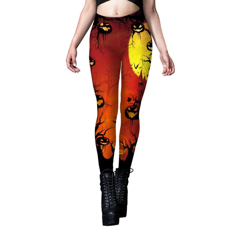 New Women's Clothing Halloween Carnival Night Dark Style Pattern Print Tight Fitness Leggings Women
