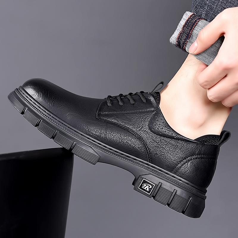 2025 Soft Sole Soft Surface Men's Spring Explosion Casual Leather Shoes Low Top Martin Shoes Big Head Tooling Versatile Tide