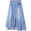 Women's Irregular Slit A-Line Denim Midi Skirt