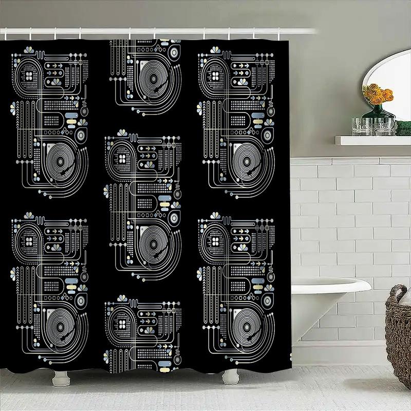 Unique Circuit Board Shower Curtain Modern Abstract Tech Pattern Bathroom Decor Waterproof Fabric Washable Liner