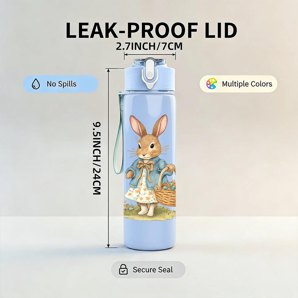 1PC Basket Easter Bunny 750ml Color Plastic Sports Water Bottle Leakproof Flip Straw Lid Suitable for Sports Office Home Use