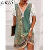 Fashion Summer Spring Short Sleeve V-Neck Casual Dresses