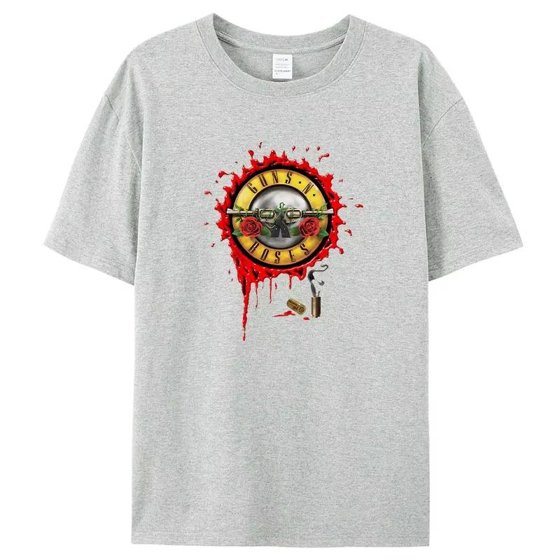 2024 Summer Men's T-shirts Guns N Roses Printed New T-Shirt Cotton Hard Rock Band Men and Women Tee Hip Hop Music Clothing