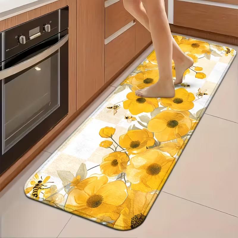

Vintage Bee Pattern Long Mat Soft and Suitable for Corridors Kitchens Bedrooms Beds Farmhouses Balconies Decorative Carpets 40X120CM
