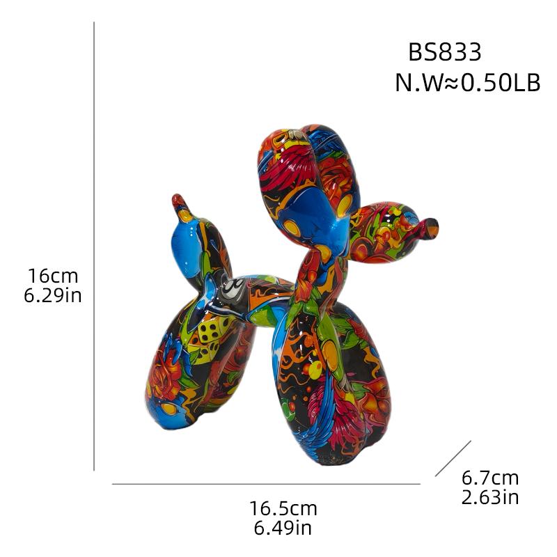 Water Transfer Balloon Dog Sculpture Resin Craft Decorative Piece for Bedroom, Living Room, and Study with Trendy Style