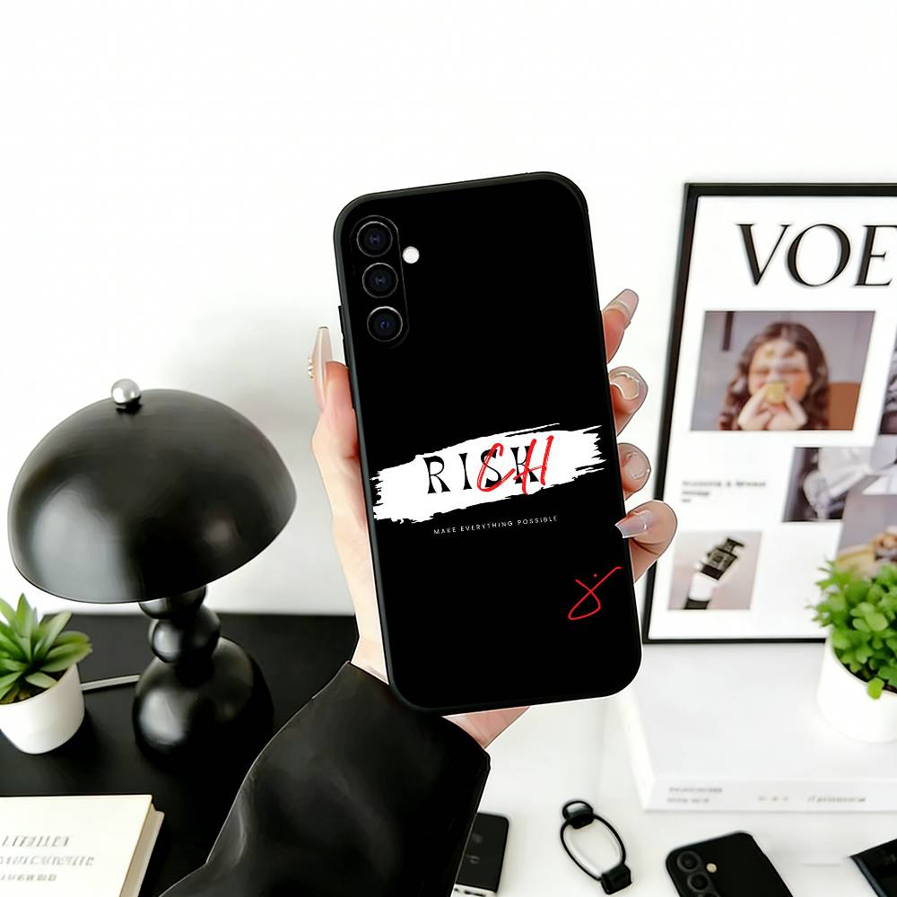 Trading No Risk, No Rich Phone Case For Samsung Galaxy A73,A72,A71,A70,A53,A52,A51,Others Soft Black Cover