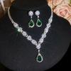 Wealthy Daughter~ Silver Needle Diamond-encrusted Zircon Water Drop Necklace Stud Earrings Set Light Luxury Celebrity Style High-end Jewelry Women