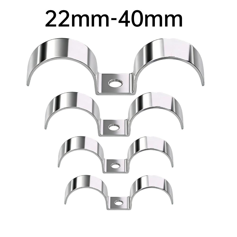 Dual Side Pipe Clamp Thickened 304 Stainless Steel 22-40mm Pipe Clamp Bracket For Fixing Buckle Line/Wire/Tubing/Gas Hose Pipe