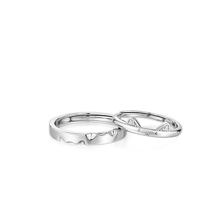 Cat Diary Couple Rings: New Style, Light Luxury, Adjustable Heart Cartoon Design for Girly Personality