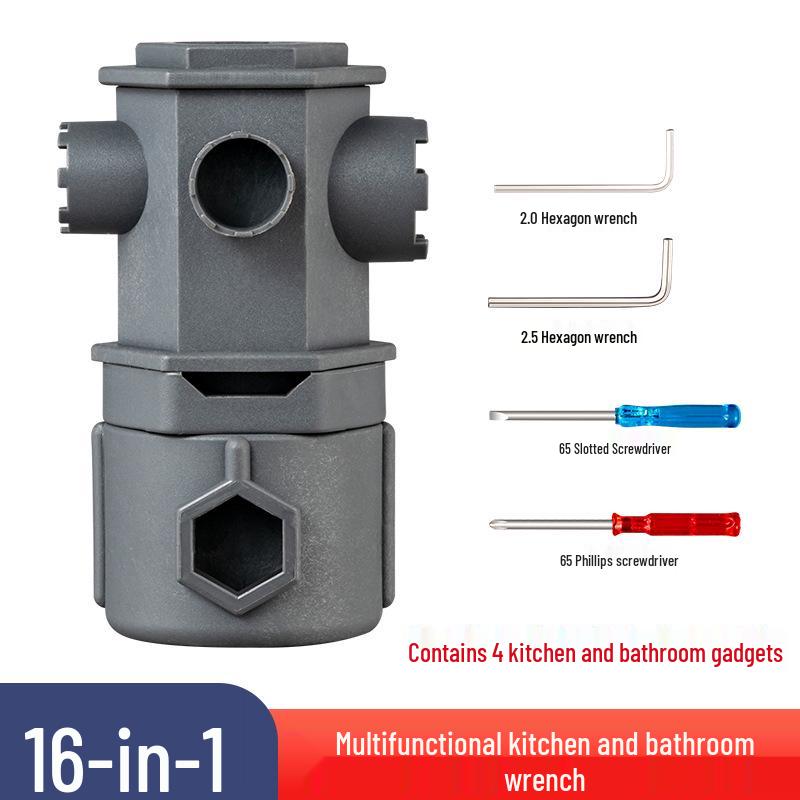 Multi-Function Wrench for Kitchen and Bathroom Faucet and Valve Maintenance
