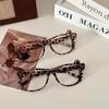 Y2K Hello Kitty Eyeglass Frame Kawaii Retro Leopard Print Glasses Frame Cartoon Cute Eyewear Decorative Gift Without Lenses