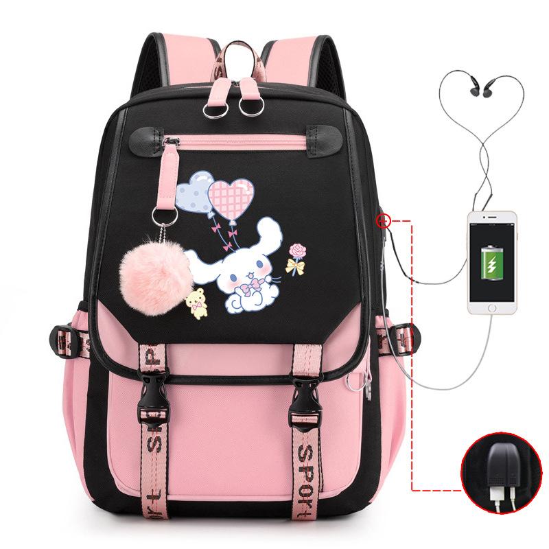 Pies z Dużymi Uszami Plecak Szkolny Męski i Damski Plecak dla Ucznia Szkoły Średniej Gimnazjum Styl College'owy Pasek do Plecaka Plecak Wielofunkcyjny USB