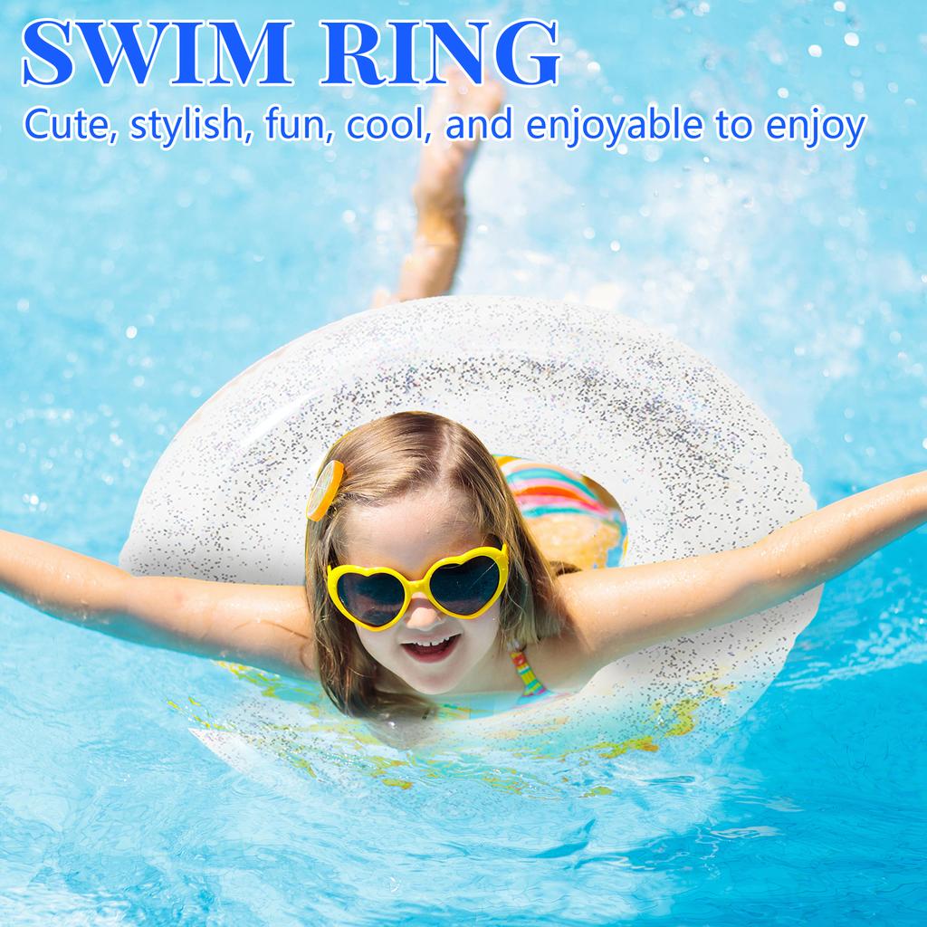 Inflatable Transparent Sequin Swimming Ring, Adult Thick PVC Inflatable Swimming Ring