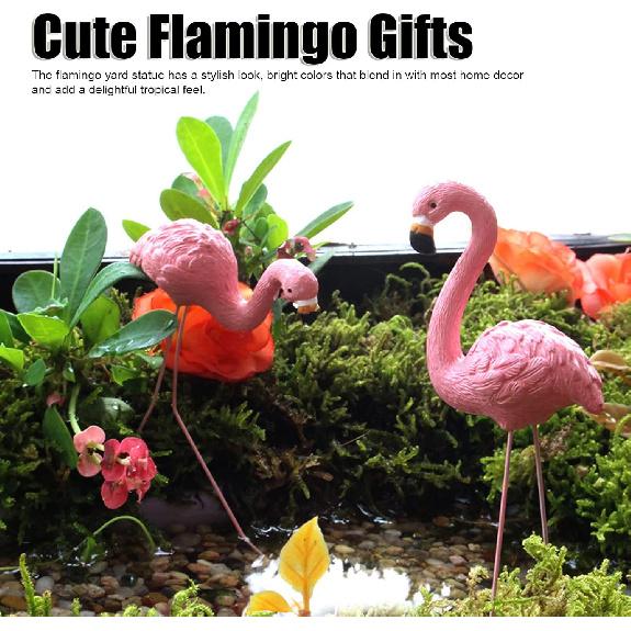Flamingo Yard Statue, Resin Material 4 Pcs Cute Flamingo Gifts Fine Details for Patio