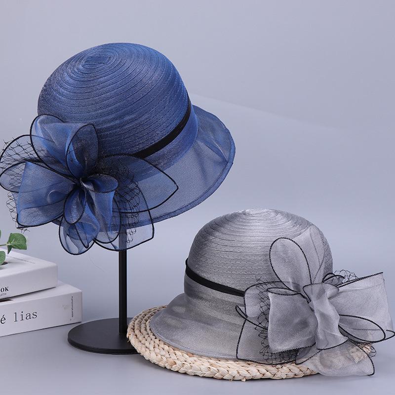 Hat female visor in the elderly sun hat organza bucket hat big brim big brim sun hat