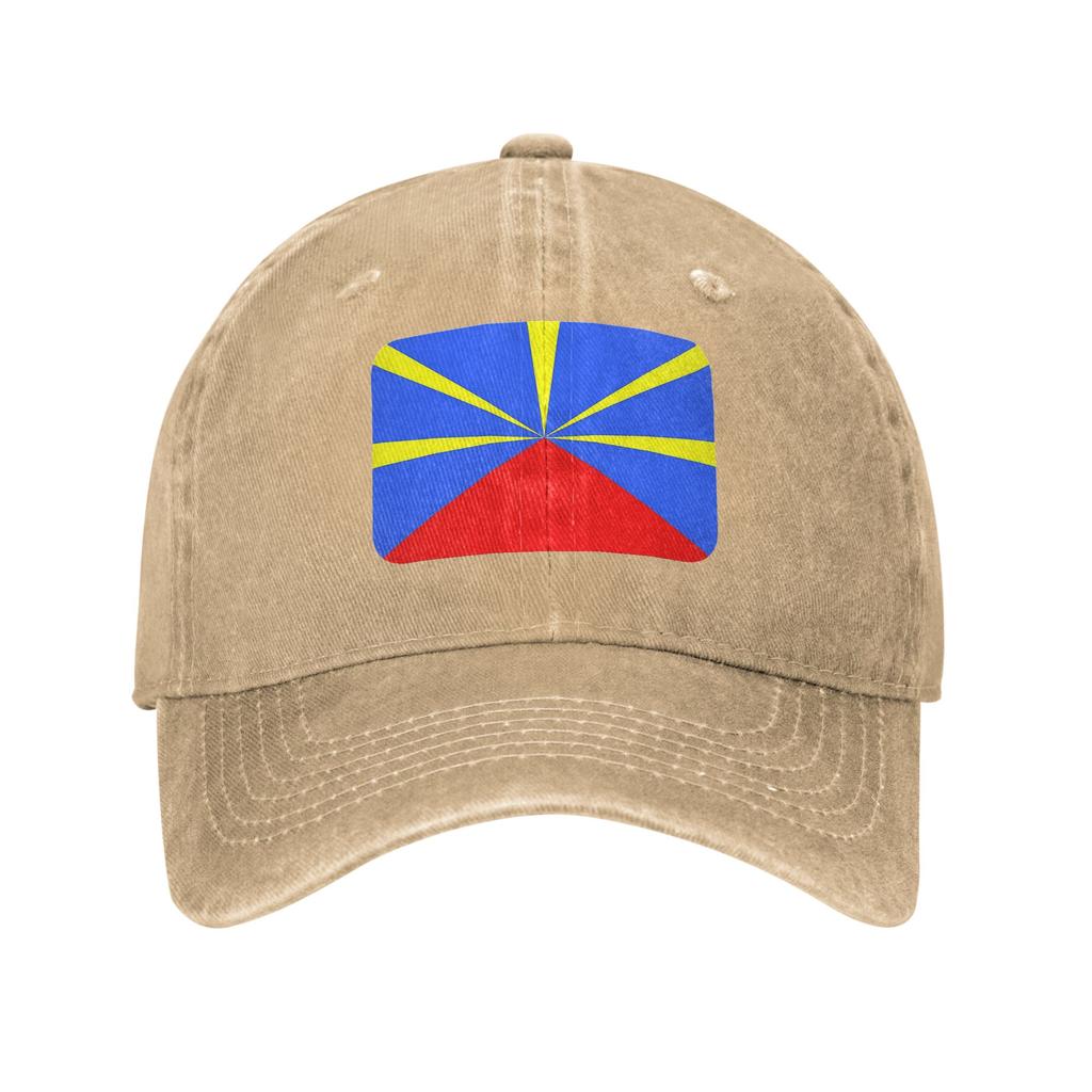 974 Reunion Island Flag Washed Denim Cap Casual Baseball Caps Adjustable Hat Summer Unisex Baseball Hats