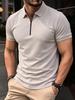 Men's Plus Size Summer Short Sleeve Zipper Polo - Casual, Breathable, High Elastic Pique Mesh Top