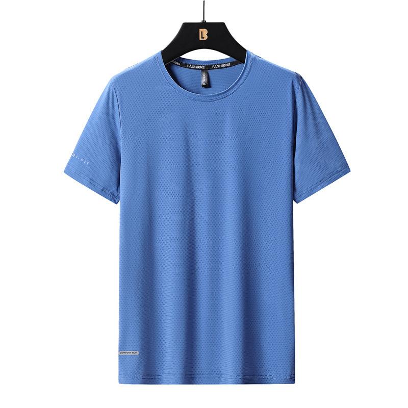 High-Quality Ice Silk T-Shirts Men Plus Size 8XL Male Tshirt Fat Man Tee Shirt Breathable Wearing Tee Tops Running