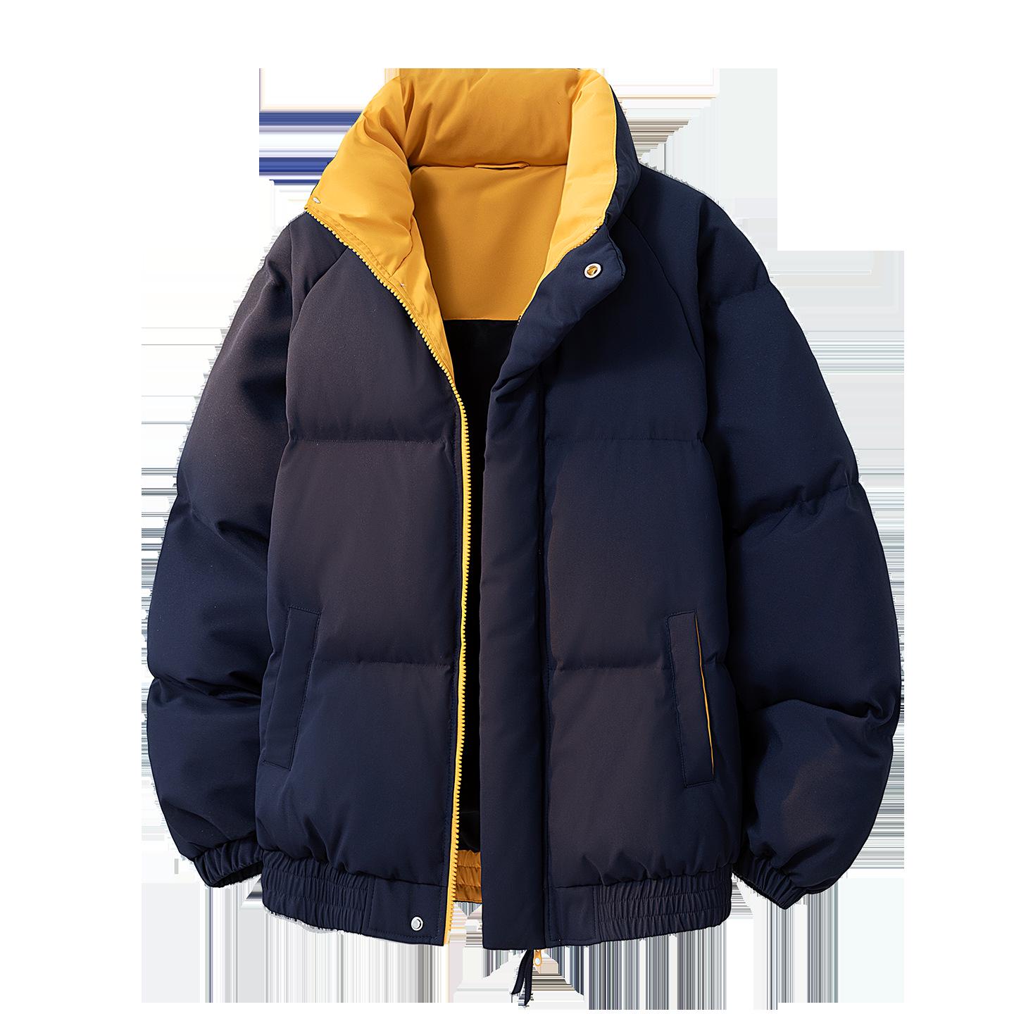 

Color Block Stand Collar Cotton Padded Jacket – Warm, Casual, and Versatile Winter Coat Medium