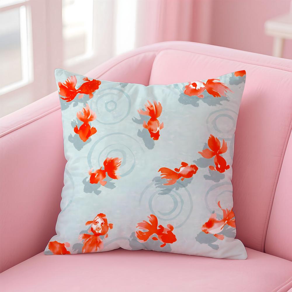 Cute and Childlike fishes Cushion Cover Pillow Case Soft Skin Friendly Fabric  Concealed Zipper