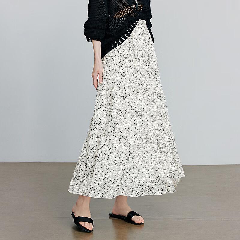 Women's French Polka Dot A-Line Midi Skirt