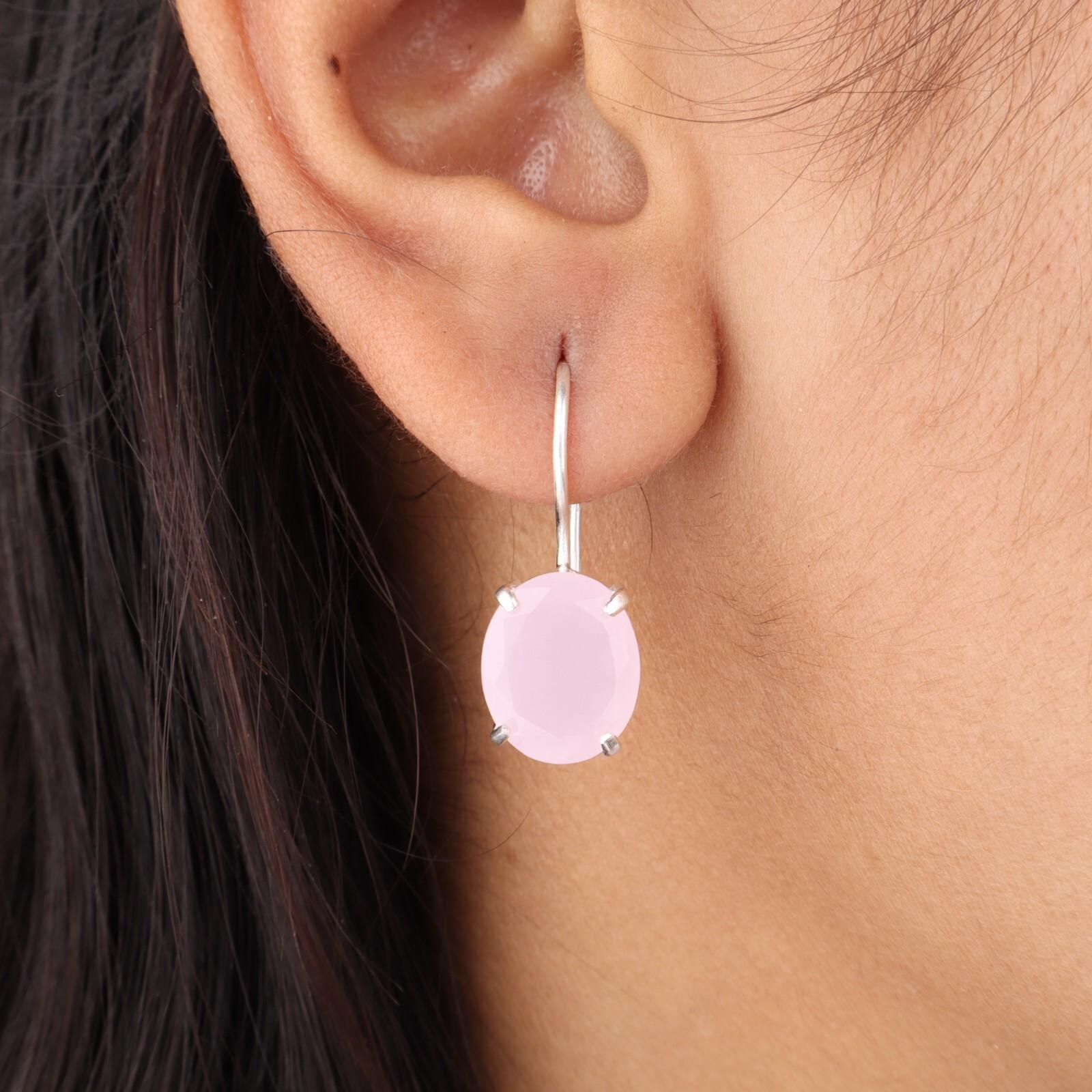 

Розовый Халцедон Драгоценный Камень 925 Стерлинговое Серебро Ювелирные Изделия Подвески/Серьги-Подвески 1.05 EE-173-17