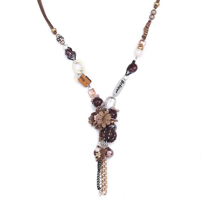 Womens Acrylic Pendant Necklace With Geometric Charms Resin Chain Adjustable Length 21-50cm Minimalist Fashion