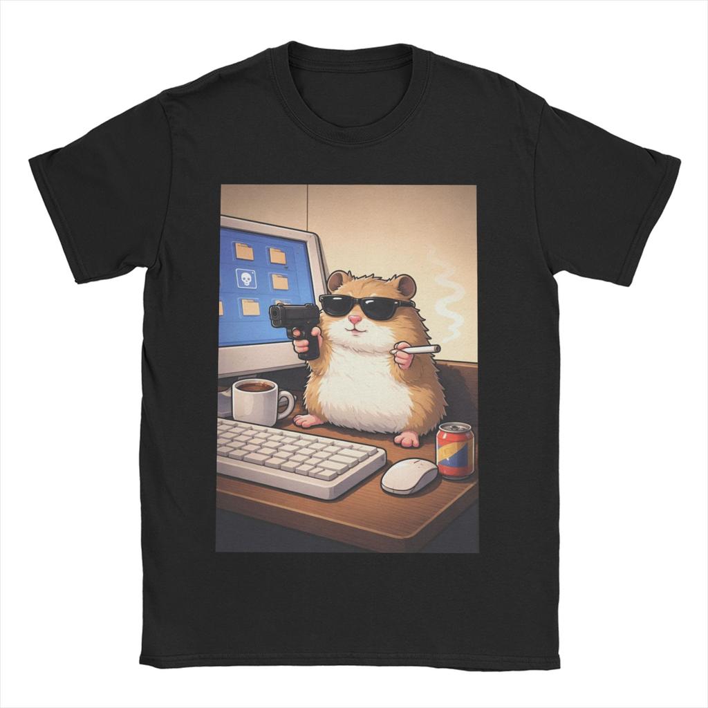 Dank Meme Hamster Staring Front Camera Hamster Calling WoUnisexs T Shirt Tee Shirt TShirts Pure Cotton Birthday Present Clothing