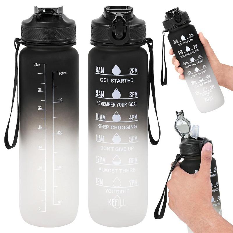1L Sports Water Bottle Gym Travel Drinking Leakproof Bottle With Straw BPA-Free