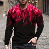 Fall 3D Flame Printing Men's Round Neck Long Sleeve Pullover Fashion Loose T Shirt Retro Street Long Sleeve Round Neck T Shirt
