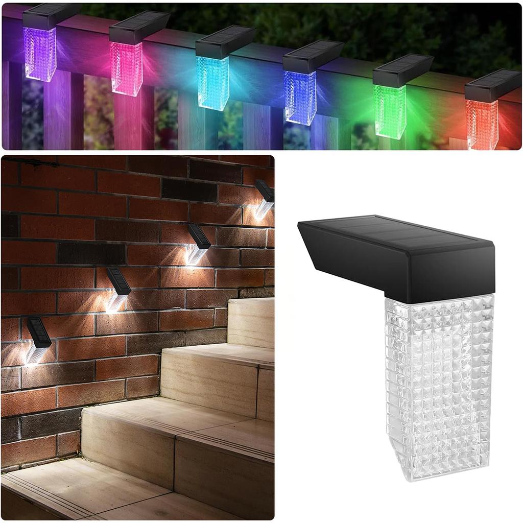 Right Angle Solar Deck Lights 2.4w 1.2v Abs Pc Intelligent Night Light Lamp Waterproof Power Bulb Warm White/white & Rgb Outdoor