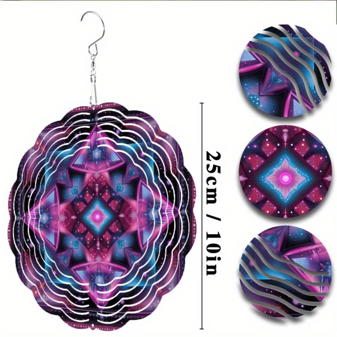 

Вращающаяся ветряная мельница 10 дюймов с крючком 360 градусов, яркий металлический садовый декор, художественный геометрический дизайн, фиолетовый, синий, розовый, подарок на все сезоны 01A