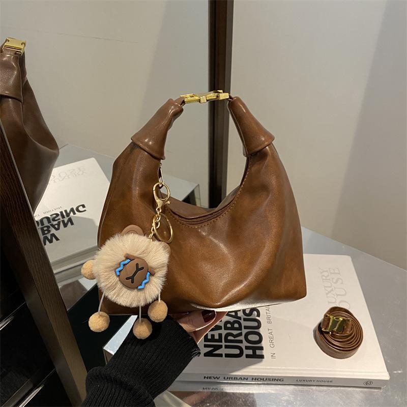 

Niche design bag women s 2025 new autumn and winter fashion popular shoulder bag handbag messenger tote bag Without pendant коричневый
