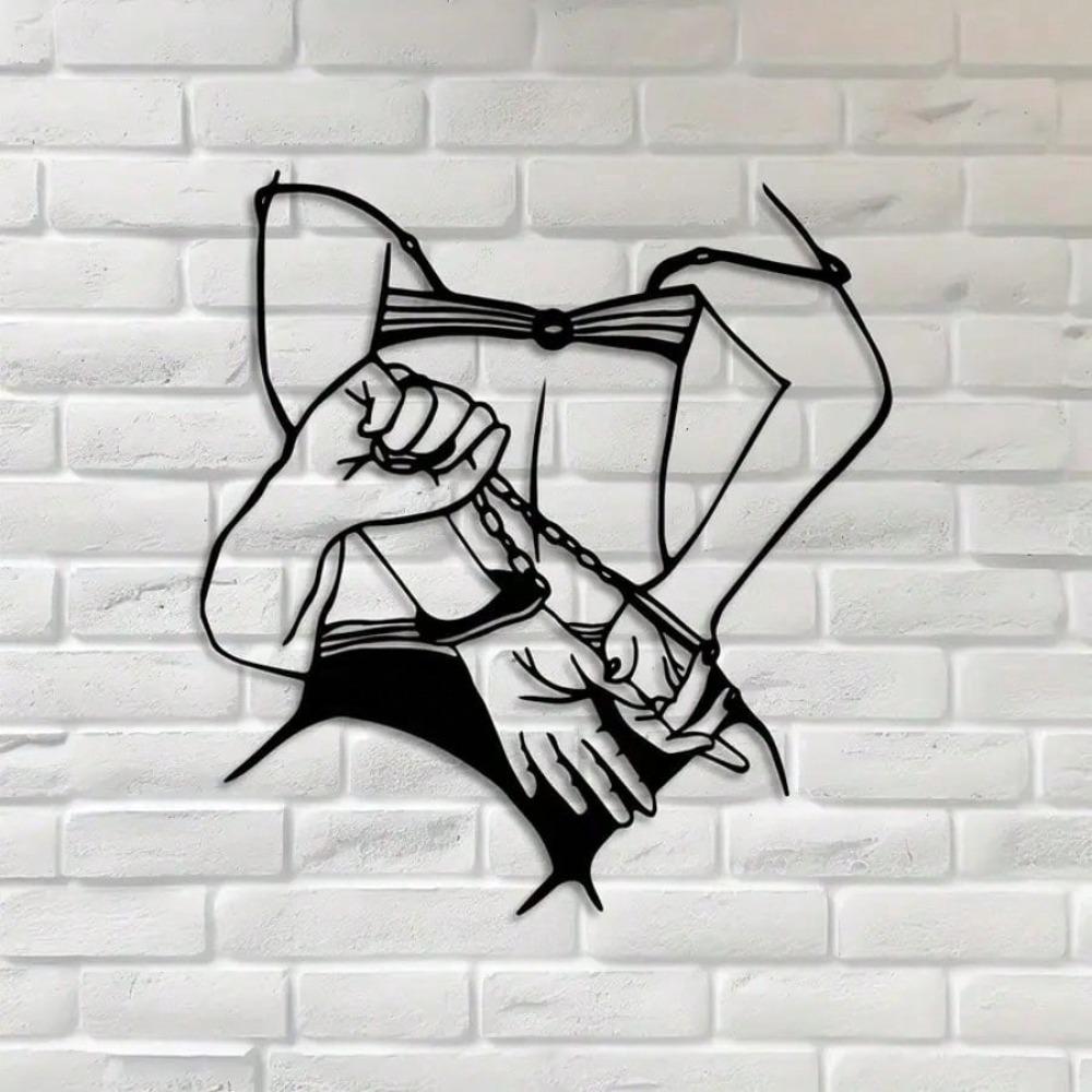 Black Modern Female Silhouette Metal Wall Art Wrought Iron Line Bedroom Decor Unique Gift