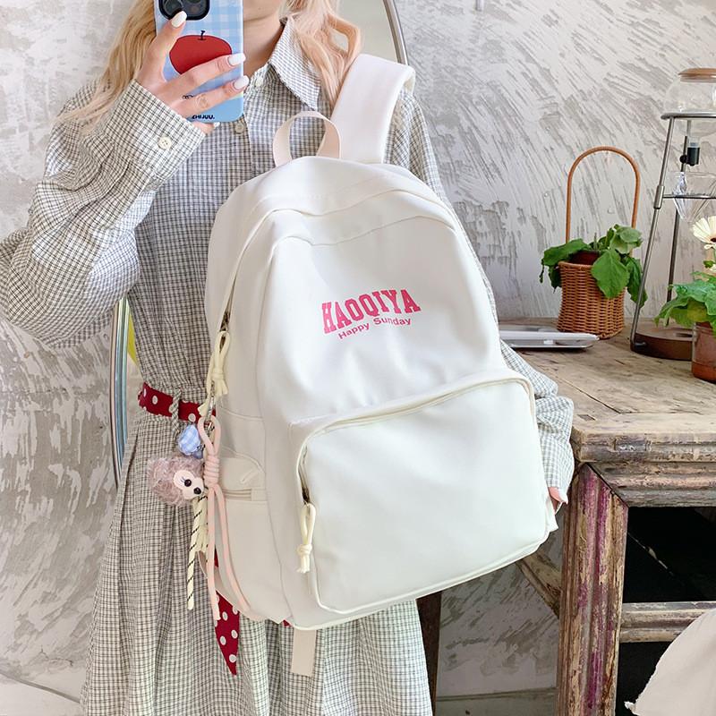 Haoqiya Letter Durable Backpack Ergonomic Straps Middle High School Students