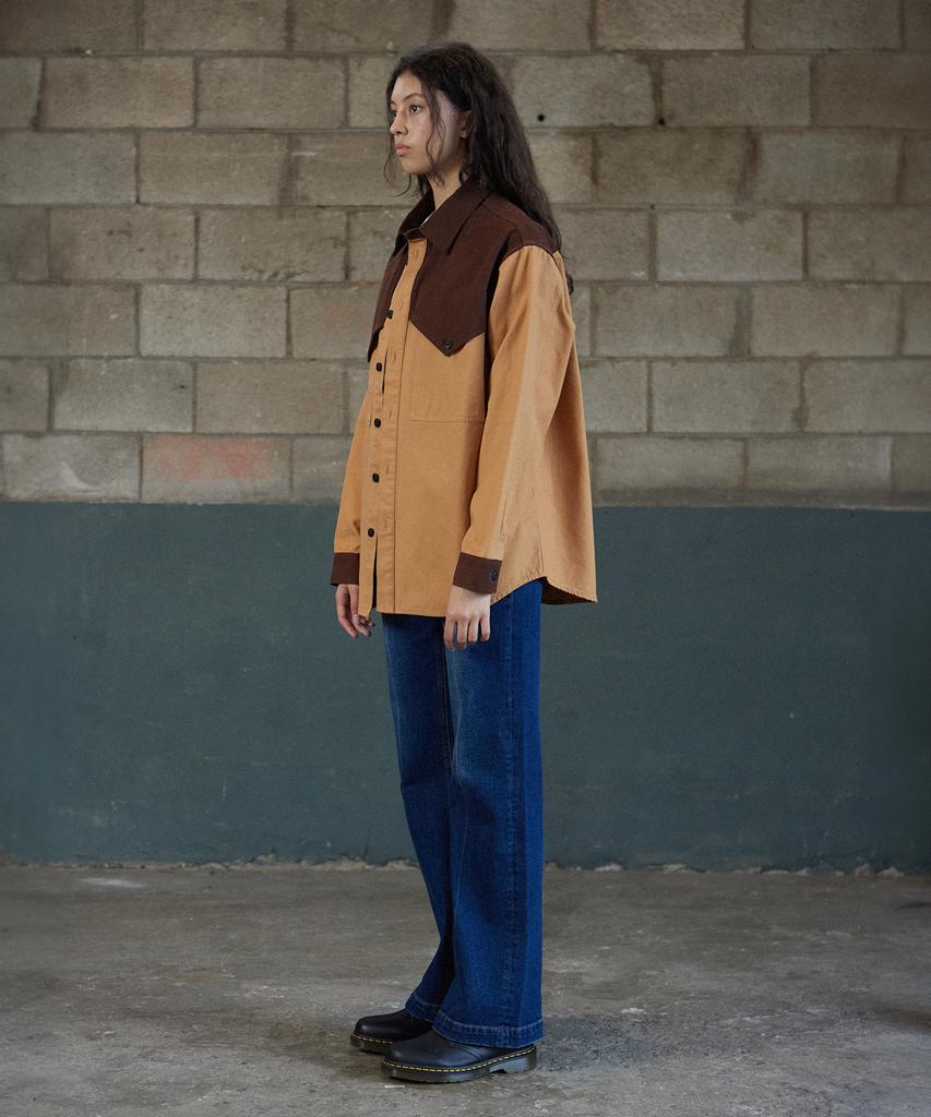 MAGOODGAN Labor 2114 Utility Color Block Yorke Brown Western Shirt