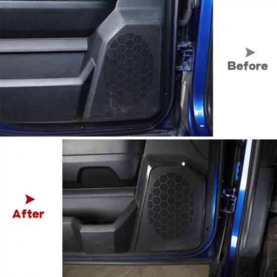 4x Door Speaker Trim Cover Decor Frame For Dodge Ram 1500 2010-2017 Carbon Fiber