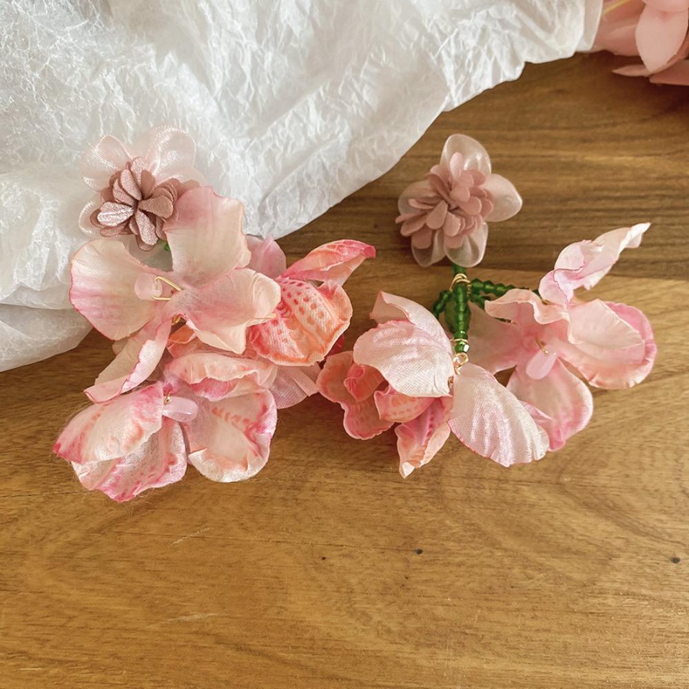 

Crystal Simulated Flower Drop Earrings Silver Needle Vacation Style Earrings Flower Earrings Gift