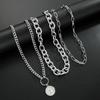 3pcs Vintage Multi-Layer Coin Pendant Necklace Set For Women Fashion Chic Thick Chain Necklaces Daily Wear Wedding Jewelry Gifts