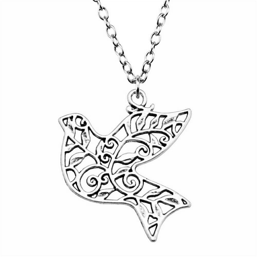 

Peacock Pendant bird Necklace owl Ethnic Boho Jewelry for female 45cm or 70cm long chain A08-1pcs-36x32mm Chain 45cm