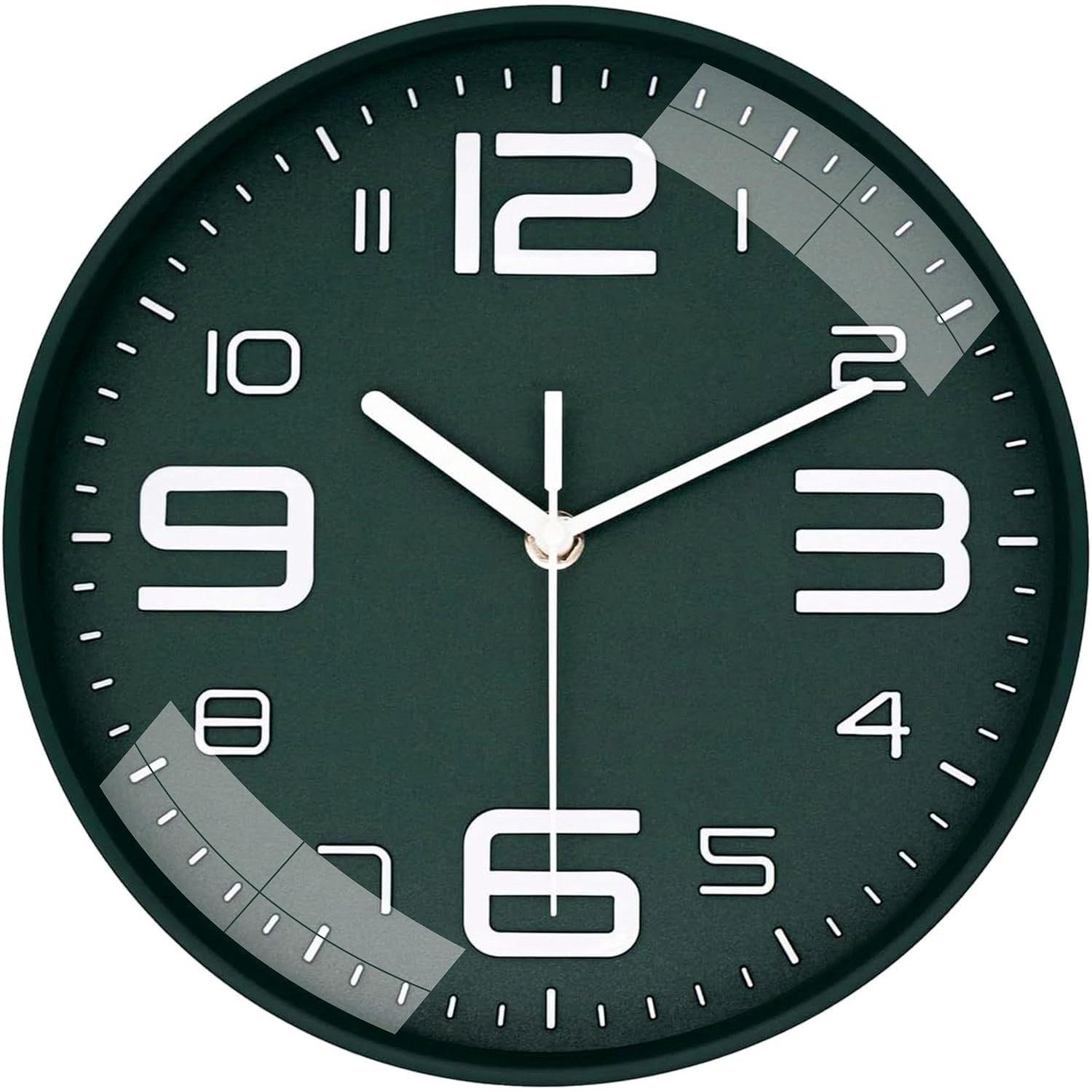 

Настенные часы 12 Бесшумные Кварцевые Декоративные Новейшие Настенные часы Бесшумные Классические часы Работающие от батарейки Круглые Легко читаемые для комнаты/дома зелёный