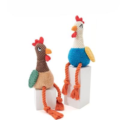 Pet Plush Toy with Sound Effect - Rooster. Interactive Tug-of-war Dog Toy. Pulling Cotton Rope Pet Supplies.