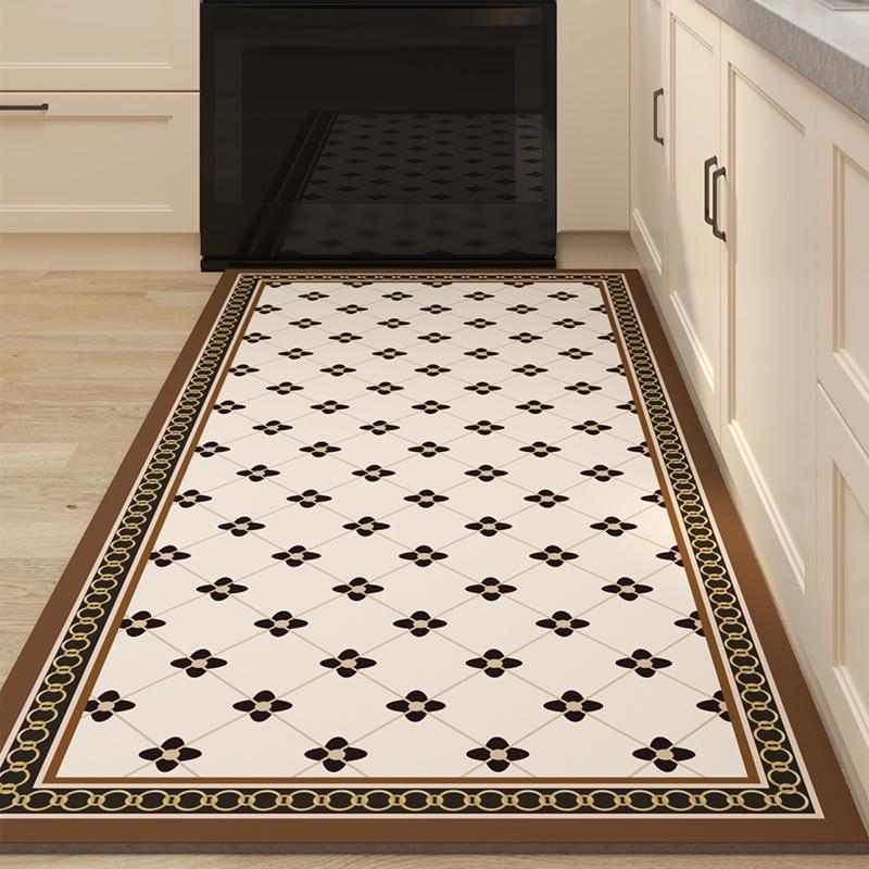 Rug for Kitchen Vinyl Carpet Pvc Waterproof Floor Mat Leather Oil-proof Non-slip Mats Checkerboard Classic Home Decoration Rugs