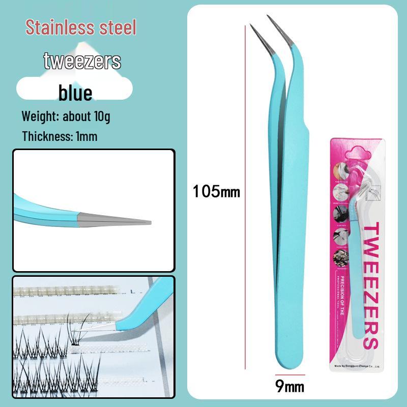 Colorful Stainless Steel Curved Tweezers for False Eyelashes and Planner Clips