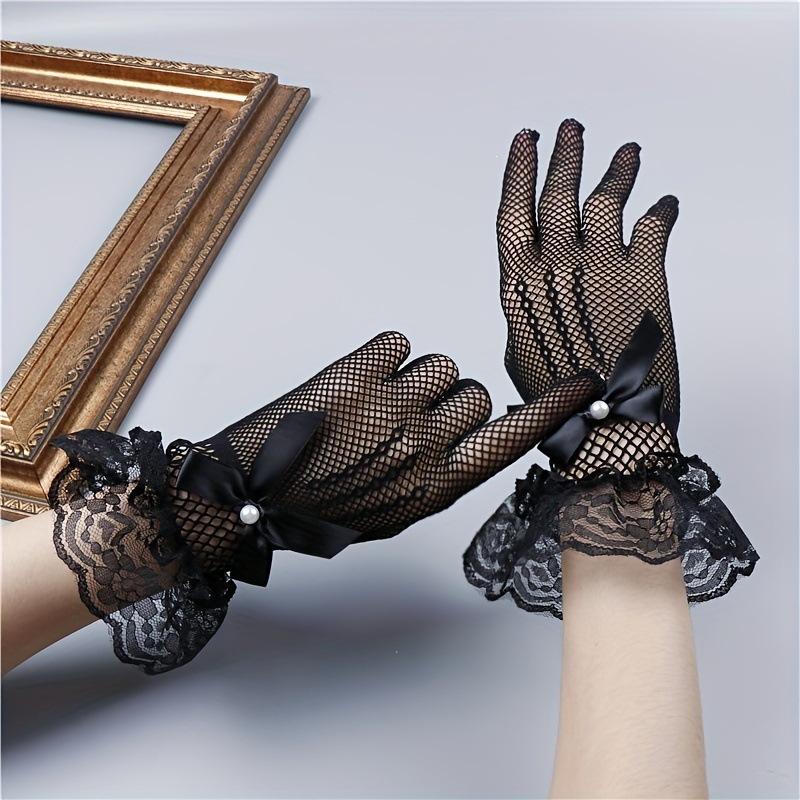 Mary O 65987 Elastic Lace Mesh Gloves Lacecut Out Gloves