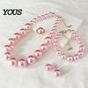 Wedding Necklace Earrings Bracelet 3Pcs/Set Imitation Pearls Jewelry Set, Adjustable Length Choker with Ear Studs White Dress Set And Bracelet,